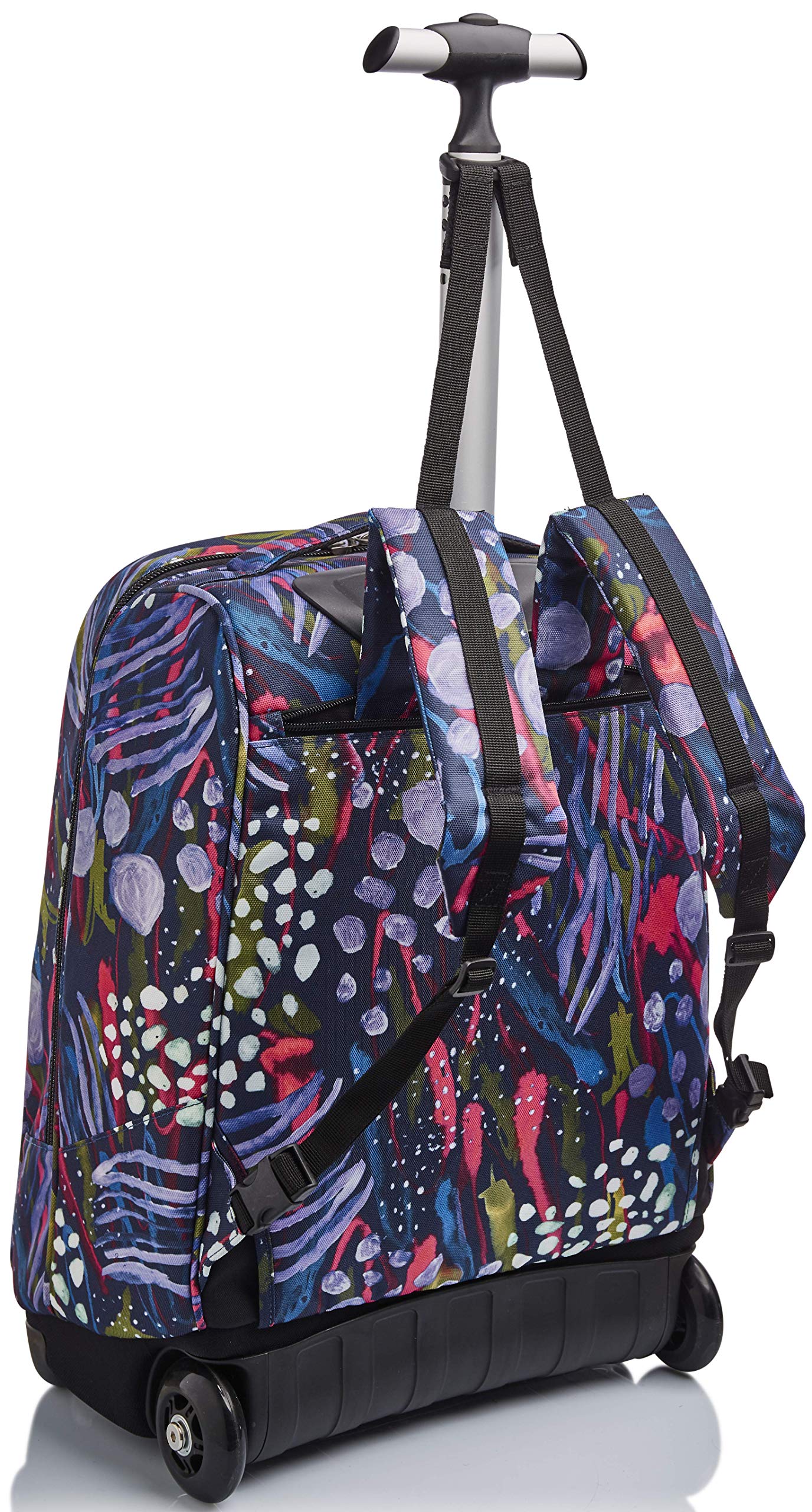 Invicta Trolley Scuola, Blu, Abstract Jungle, 2 in 1, con Spallacci Uso Zaino, Doppio Uso, Trolley e Zaini, Scuola, Viaggio, Bambine e Ragazze