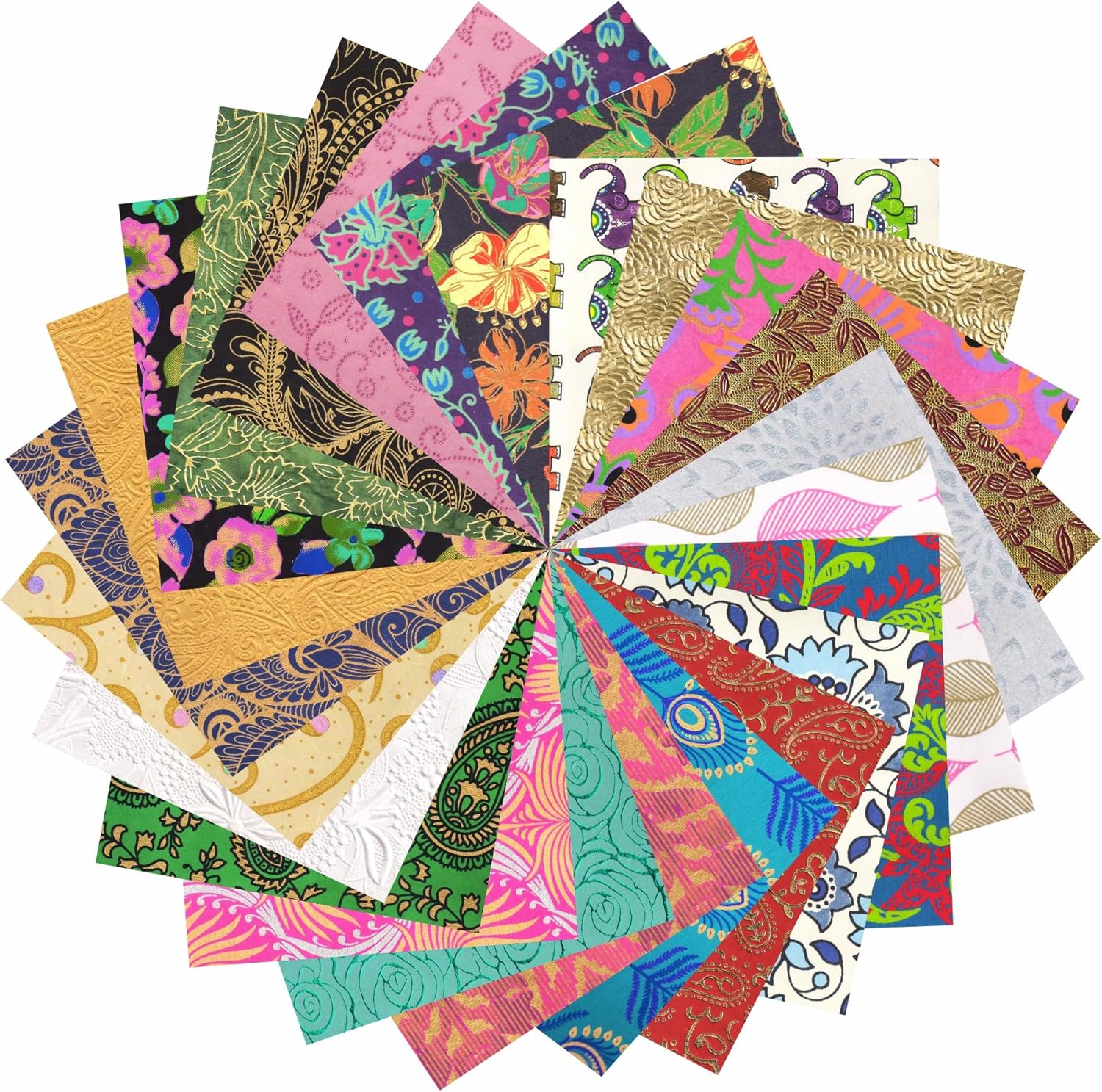 Paperhues Namaste India Collection Handmade Scrapbook Papers 12x12 Pad, 24 Sheets.