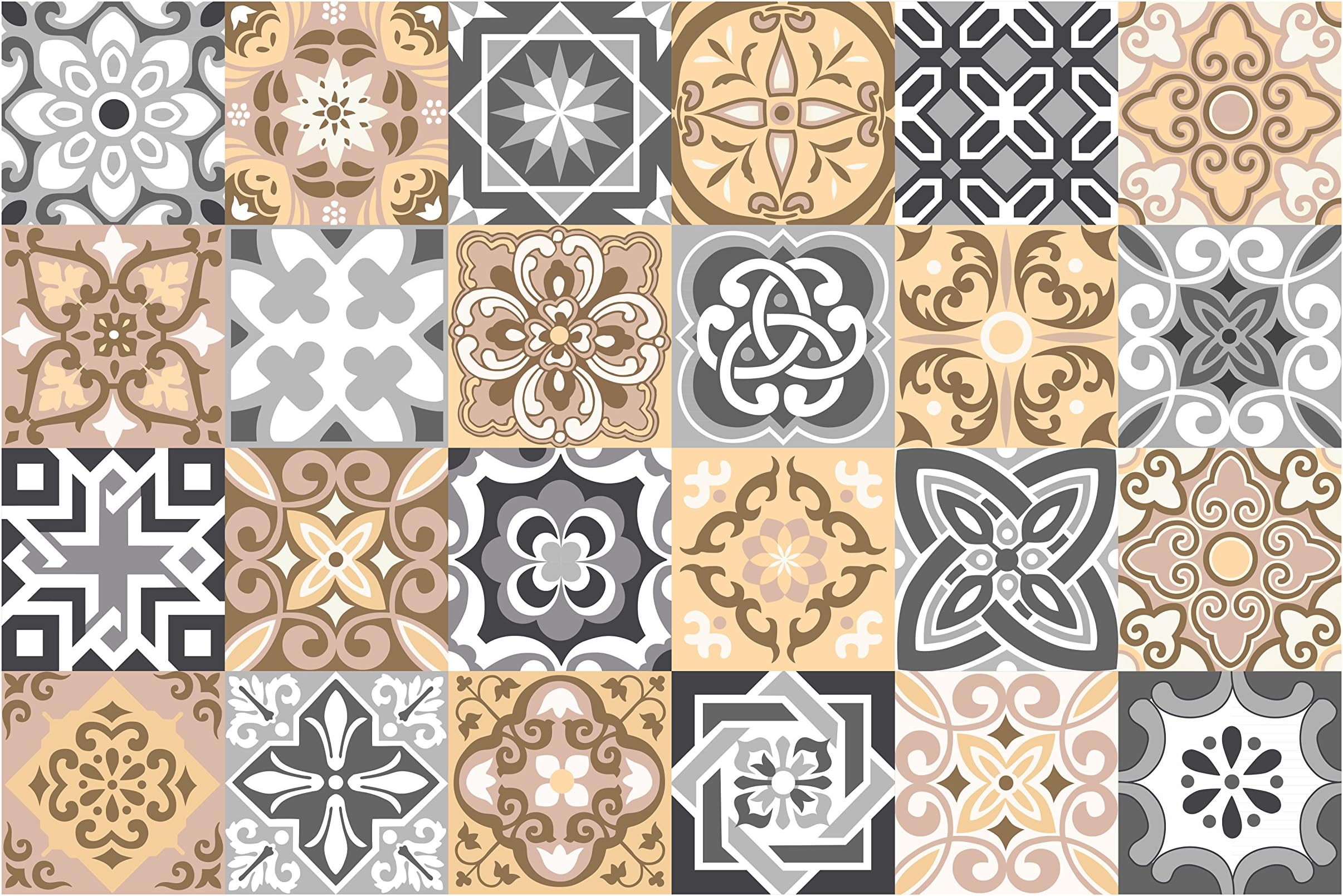 GSS Designs 24 PC Pack Tile Stickers Bathroom & Kitchen Tile Decals Stairs/Backsplash/Wall Stickers 4x4 Inch -10x10cm (TS24-006)