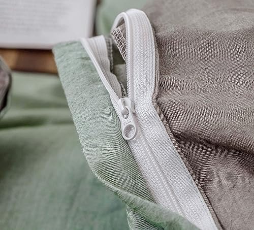 Miniatura 7 de MOON'S SLEEPWARES  Serie Herse   Verde y Gris, Tamaño California King   100% algodón 200 hilos  Juego de funda de edredón (funda de edredón con dos