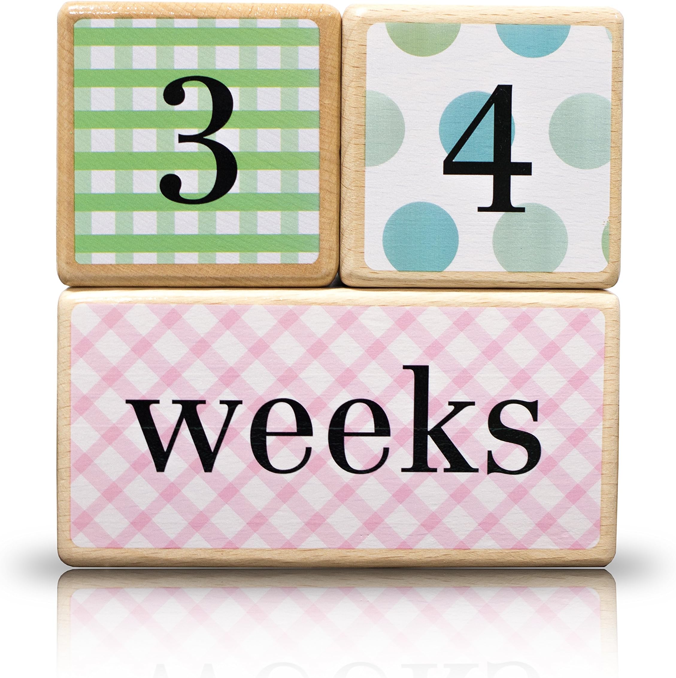 Natural Solid Wood Milestone Age Blocks (Multi-Color), Baby Age Photo Blocks
