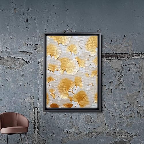 Miniatura 2 de Original Ginkgo biloba Print On Canvas, Modern Textured Gold Wall Art, Abstract Gold Leaves Print, Living room Wall Decor, Modern Art Print, Wall
