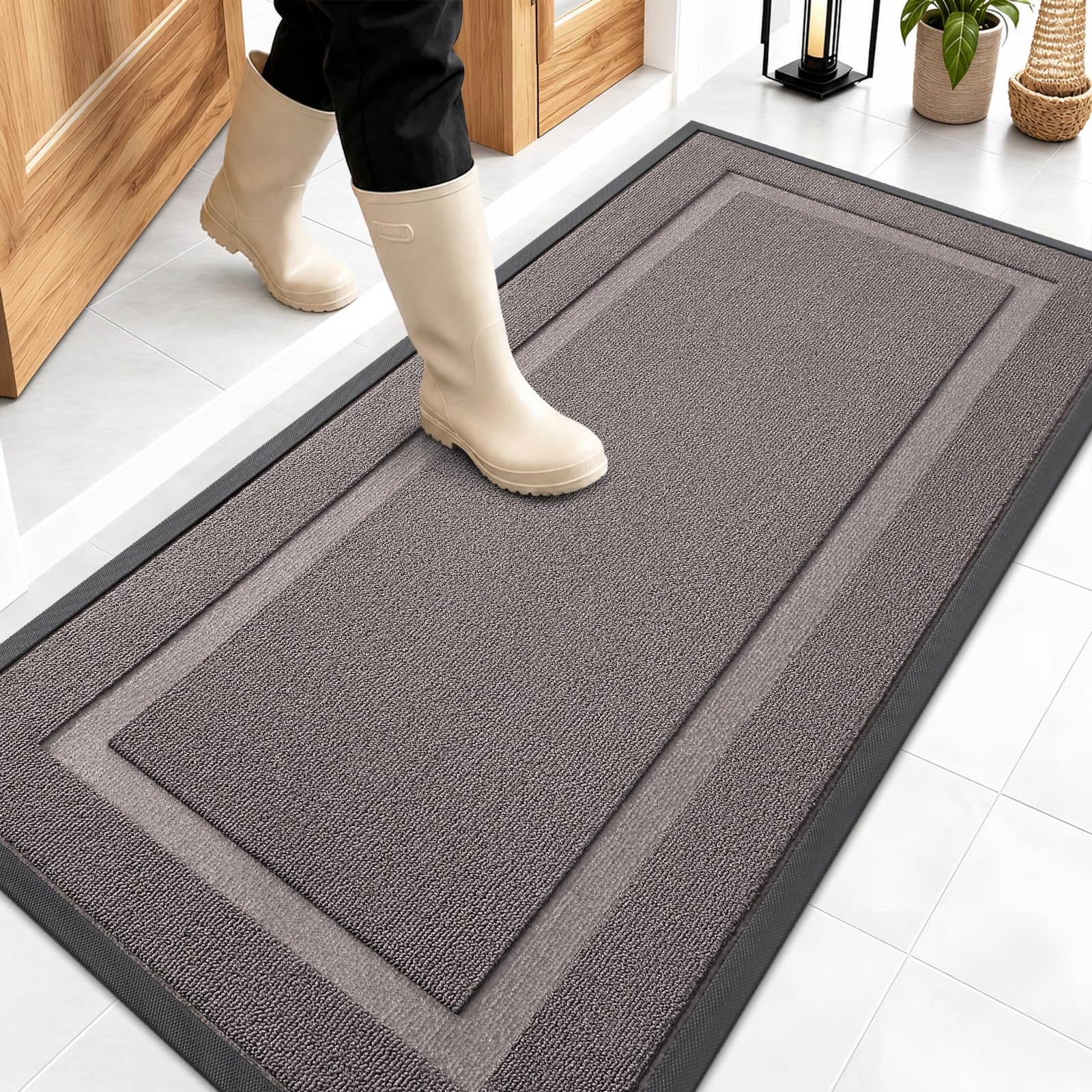 OLANLY Front Door Mat Outside 47x23, All-Season Heavy-Duty Rubber Doormat