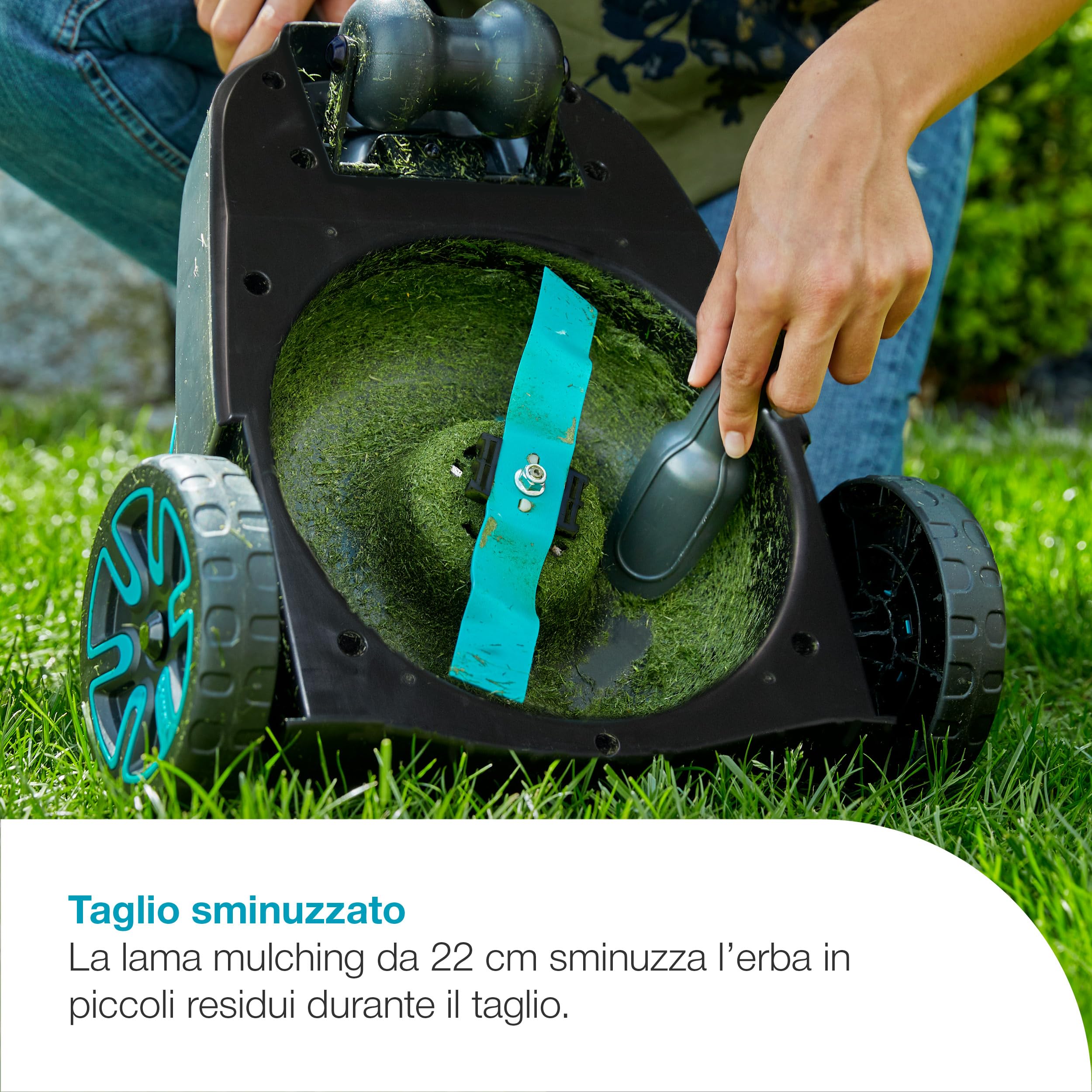 Gardena Rasaerba A Batteria HandyMower 22/18V P4A Solo: Compatto, Leggero, Lama da pacciamatura, Prati fino a 50 m², Senza fili (14620-55)