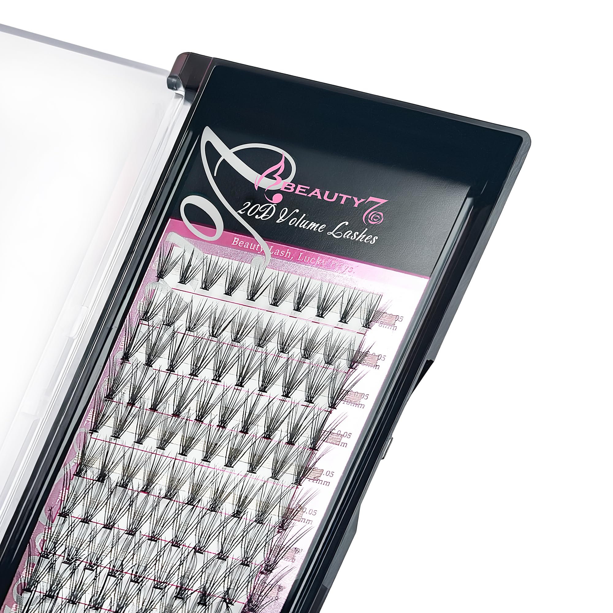Beauty7 Cluster Lashes DIY Eyelash Extension 20D Individual Black Lash Extensions Soft Lightweight Eyelash Clusters Pre Made Volume Lashes Makeup C Curl 0.05mm Mixed length 8-15mm