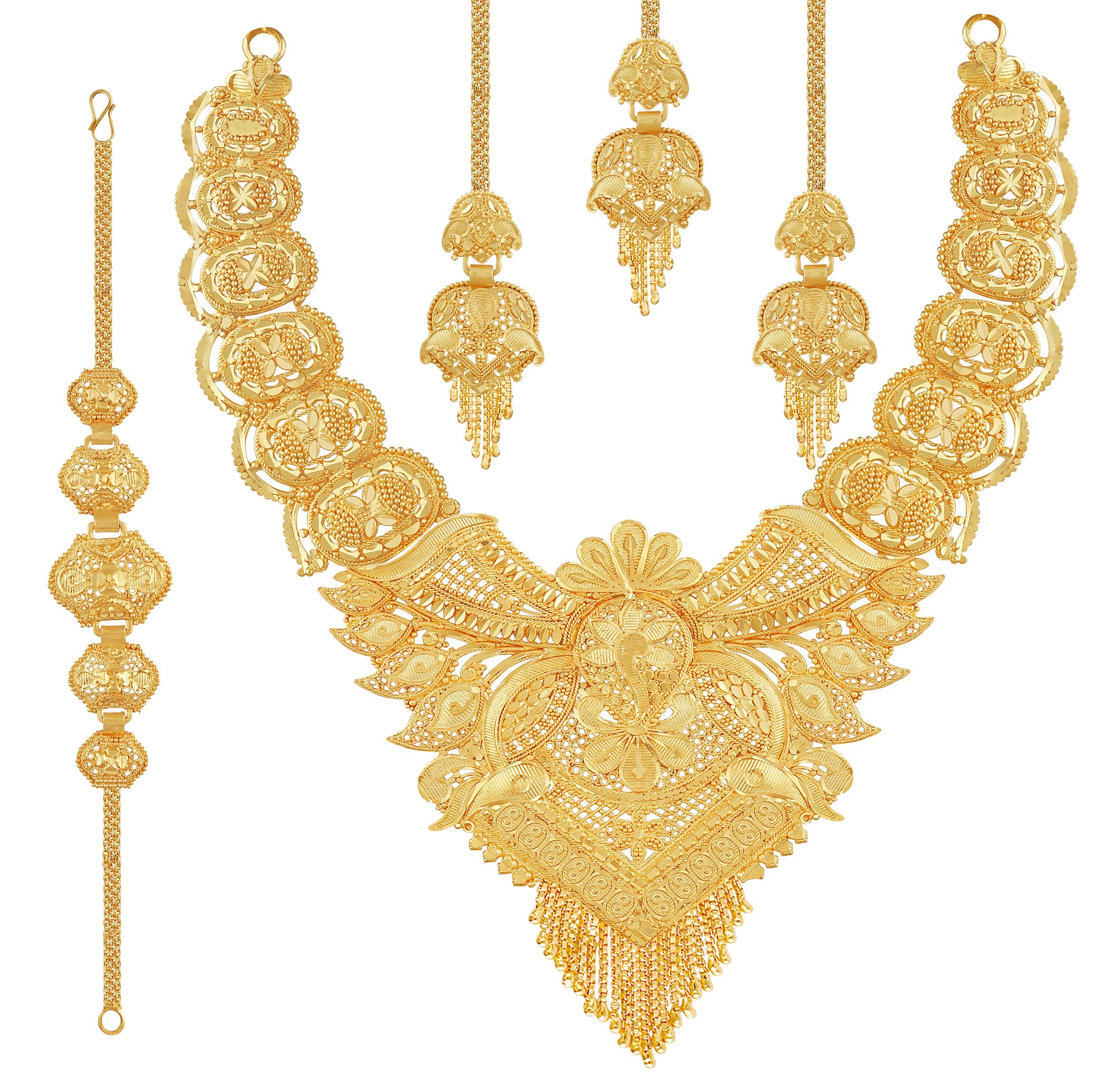 Mansiyaorange Traditional One Gram Gold Forming Multi Color Heavy semi bridal jewellery sets for women/Necklace/Jewelery/Jualry Set For Women (B09579KVD6) Amazon Price History, Amazon Price Tracker