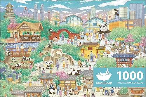 Miniatura 15 de Rompecabezas MOMIBOOK para Adultos 1000 Piezas Rompecabezas de Panda Cómodo, Imagen de Pintura con Flocado Chino Rompecabezas Difícil Desafiante