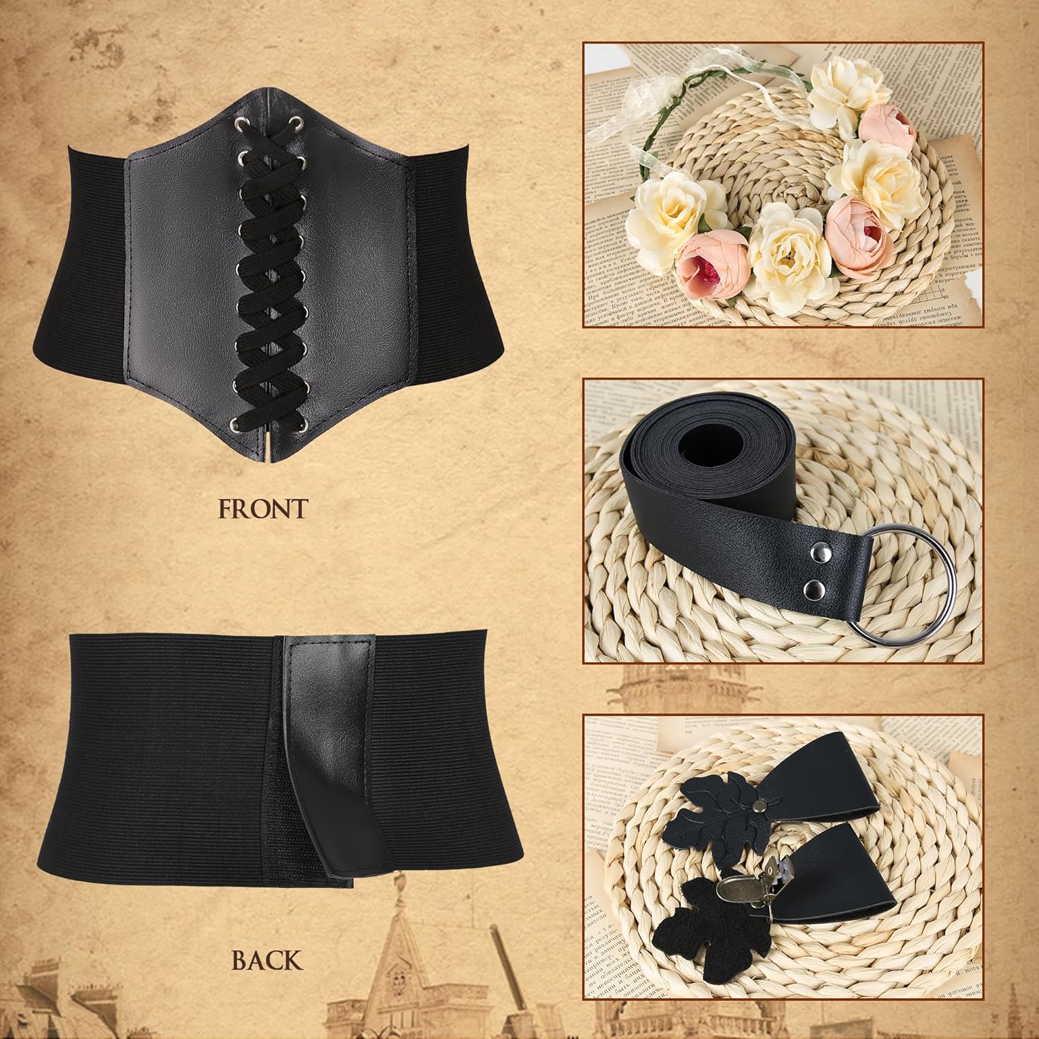 6 Pcs Renaissance Costume Women Medieval Dress for Women Cottagecore Dress Peasant Dress - Image 5