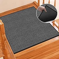 Vista 11 de GOYLSER Peldaños antideslizantes para escaleras de madera en interiores, 15 piezas de alfombrillas para escalones beige con respaldo de goma