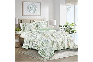 Chezmoi Serene Cactus Microfiber Quilt Set