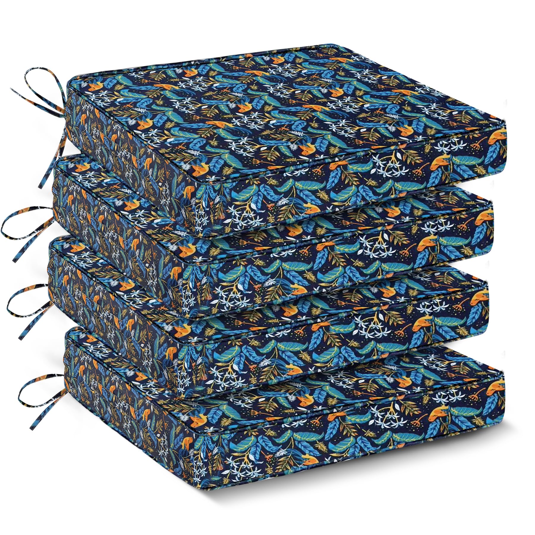 Photo 1 of IPYNBAP Outdoor Chair Cushions (Set of 4) - 19"x19"x3", Black Nightingale