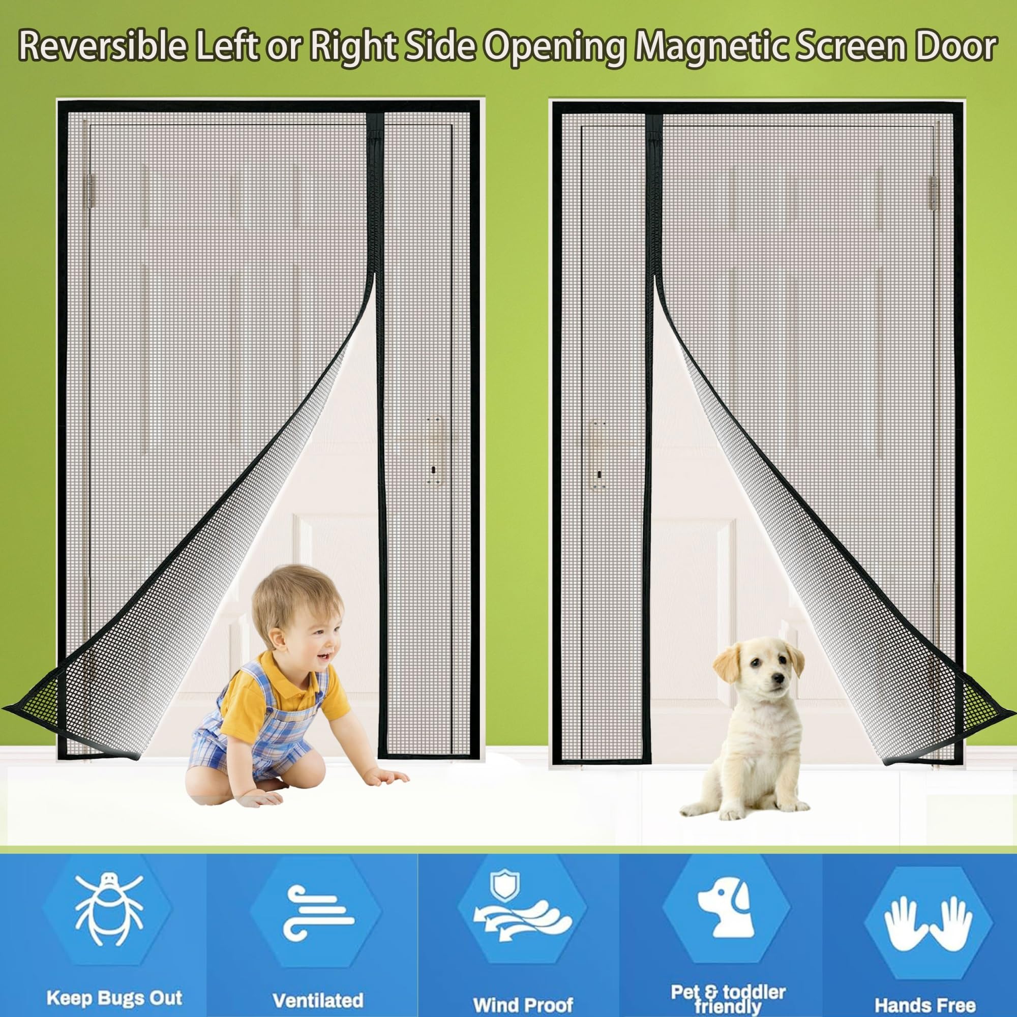 Zanzariera Magnetica Per Porte 120x235cm - Apertura Reversibile, Facile Installazione, Nero - Foto 8