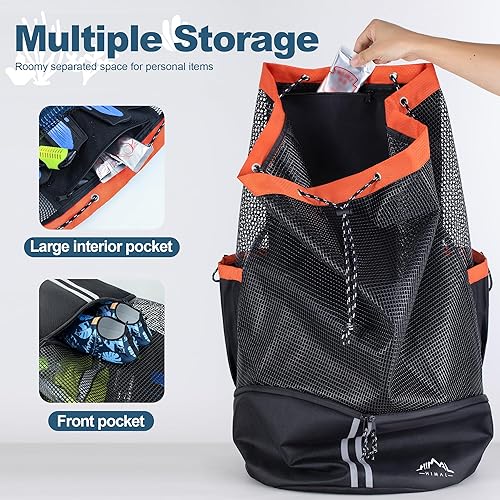 Miniatura 4 de GoHimal Scuba Diving Bag, XL Mesh Backpack for Scuba Diving and Snorkeling Gear & Equipment, Holds Mask, Fins, Snorkel