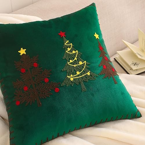 Miniatura 4 de Juego de 2 fundas de almohada de terciopelo de 18 x 18 pulgadas para árbol de Navidad, decoraciones de fiesta de Navidad, fundas de almohada