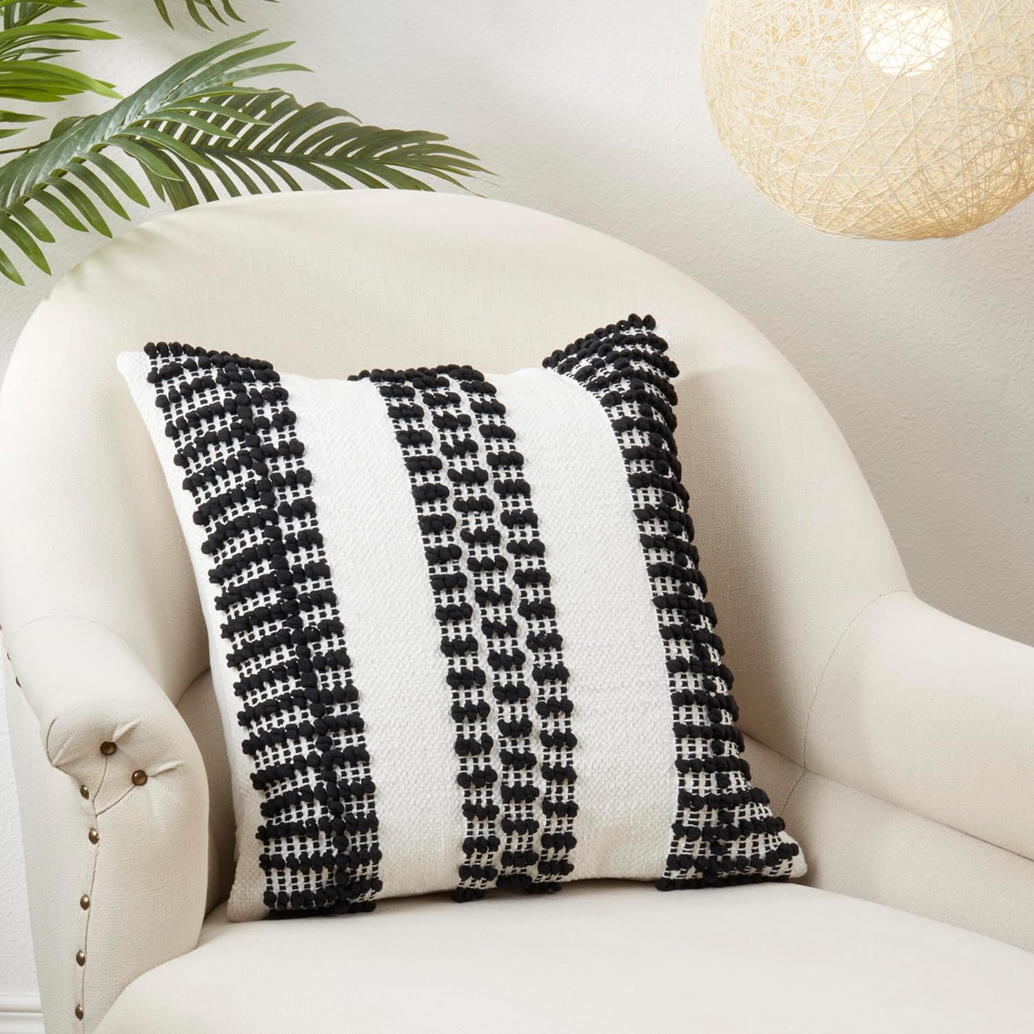 SARO LIFESTYLE Textured Stripe Woven Throw Pillow Cover
