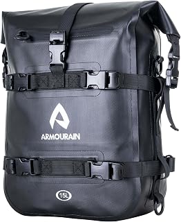Motorcycle Bumpers Bag Waterproof 6L 8L 15L Motor Crash Bar Bag with Shoulder Strap Motorcycles Side Frame Bag Riding Tools Accessories(15L Black TPU)