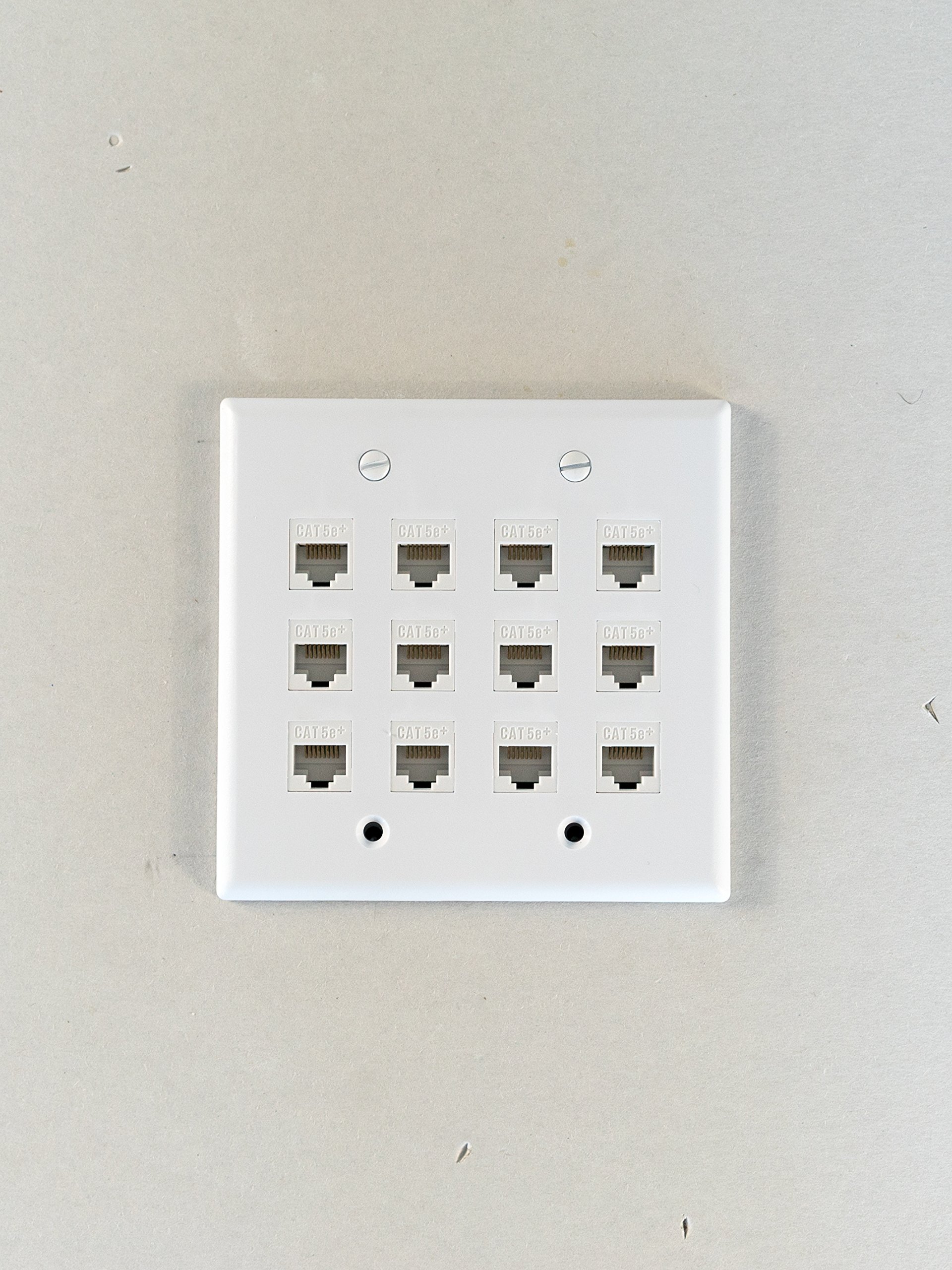 RiteAV Piastra A Muro Doppia Banda 12 Porte Keystone – Colore Avorio, 2 Gang, Viti Incluse, Installazione Semplice - 5