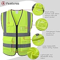 Vista 3 de Chaleco de seguridad reflectante para hombres y mujeres, chaleco de construcción que cumple con el estándar ANSI/ISEA