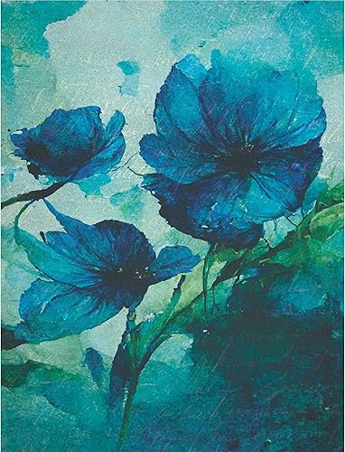 Miniatura 3 de Papel de arroz de flores azules, 8 x 10.5 pulgadas, 6 imágenes de papel de morera impresas diferentes, fibras visibles de 1.06ozm para decoupage,