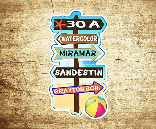 Miniatura 2 de Florida Route 30A 30 A - Calcomanía de vinilo para acuarela Miramar Sandestin Grayton Beach Destin Ciudad de Panamá, Costa Esmeralda, 3.75 x 2