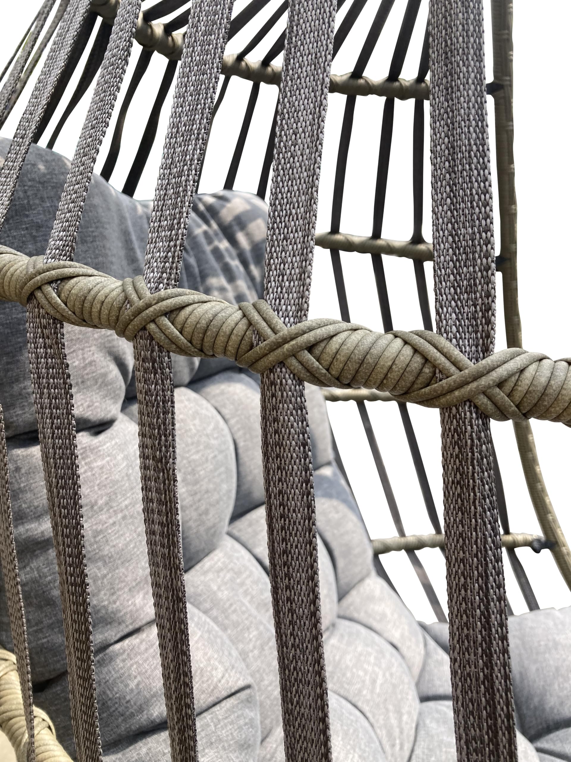 GREEN MORE Hängesessel Mit Gestell Grau - Rattan Eierschale 160kg Kapazität