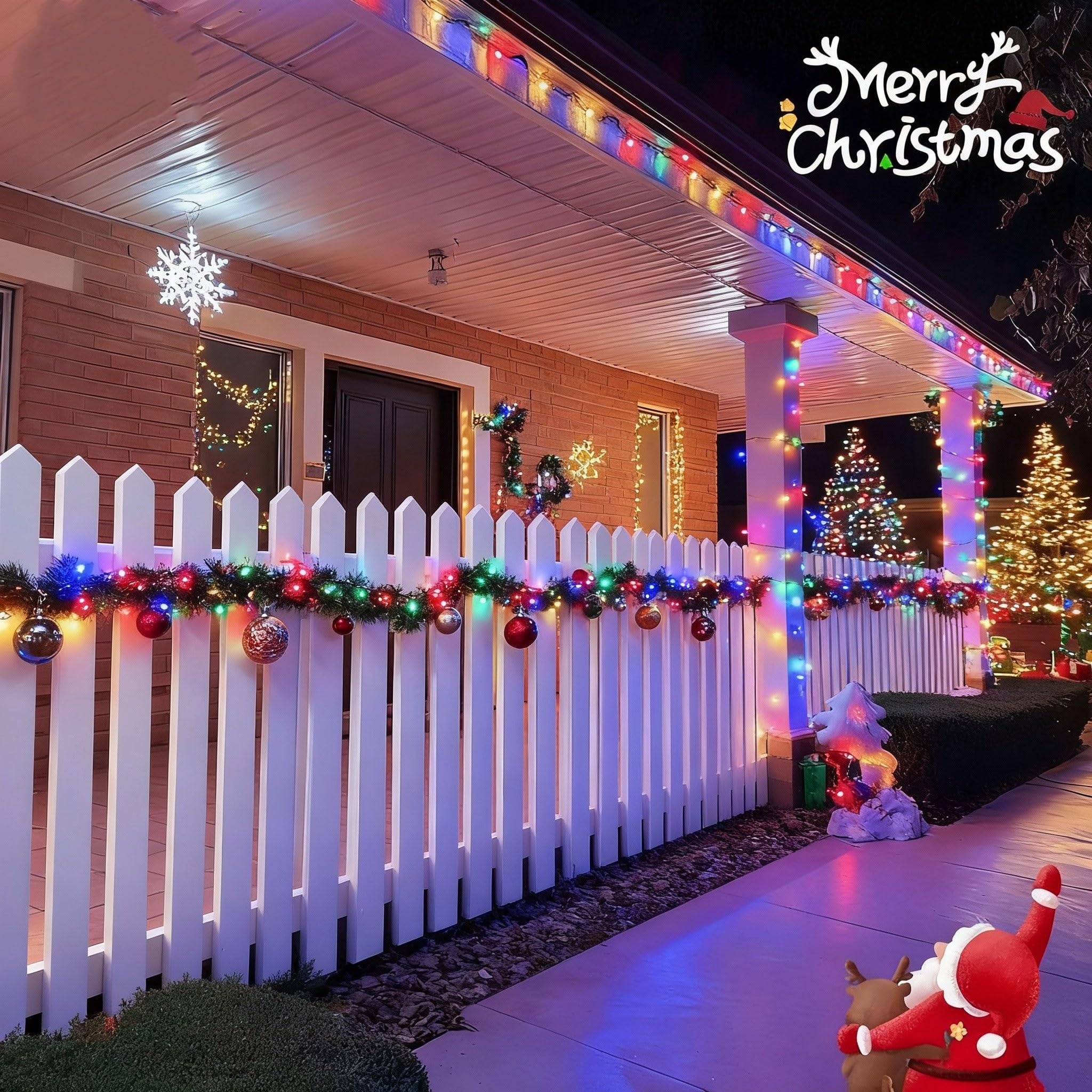 Solar-Lichterkette für den Außenbereich, 300 LEDs, Solar-Weihnachtslichter mit Fernbedienung, 8 Modi, wasserdichte Lichterkette für Weihnachtsbaum, Garten, Party-Dekoration (mehrfarbig)