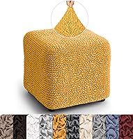Vista 25 de PAULATO BY GA.I.CO. Funda otomana grande para taburete, funda de tela de poliéster suave, protector elástico de muebles de 1 pieza, colección Mango