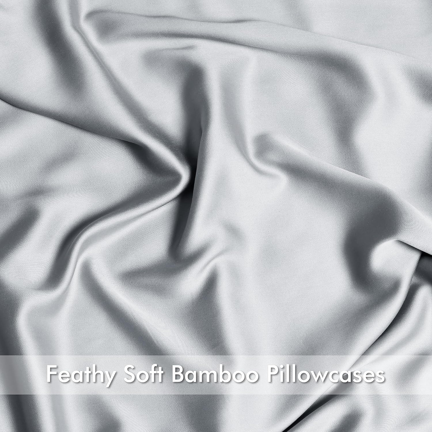 4 Pack Cooling Pillowcases for Hot Sleepers & Night Sweats, 400 TC Bamboo Viscose Pillow Protectors, Zippered Pillow Cases Queen Size, Breathable Silky Soft Pillow Covers, Gray, 20x30