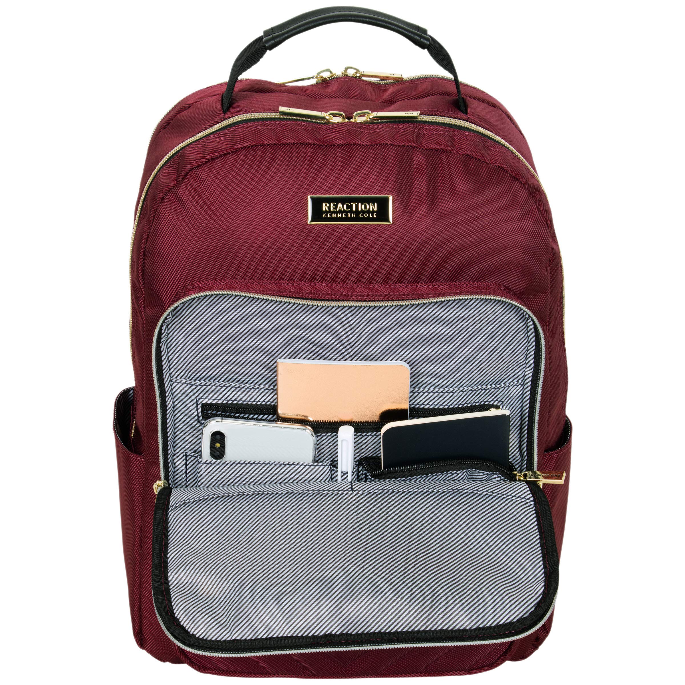Kenneth Cole Reaction Women's Chelsea Chevron Quilted 15-Inch Laptop & Tablet Fashion Travel Backpack, Burgundy, Laptop 3
