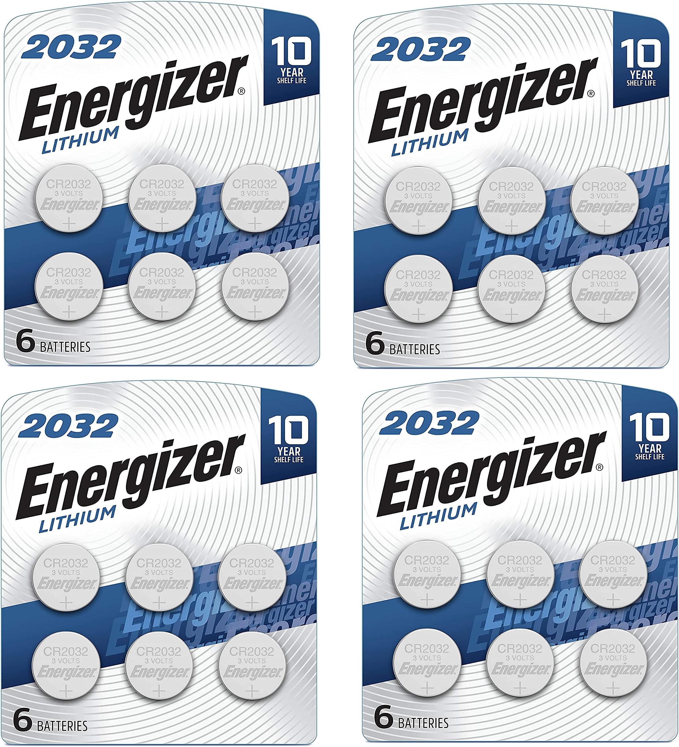 Energizer CR2032 Batteries, 3V Lithium Coin Cell 2032 Watch Battery,White (24 Count)