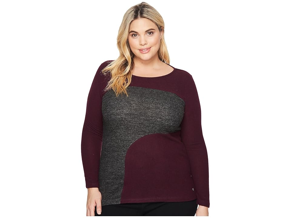 

Jag Jeans Petite Petite Maddox Tunic (Bordeaux/Charcoal Heather) Women's Blouse