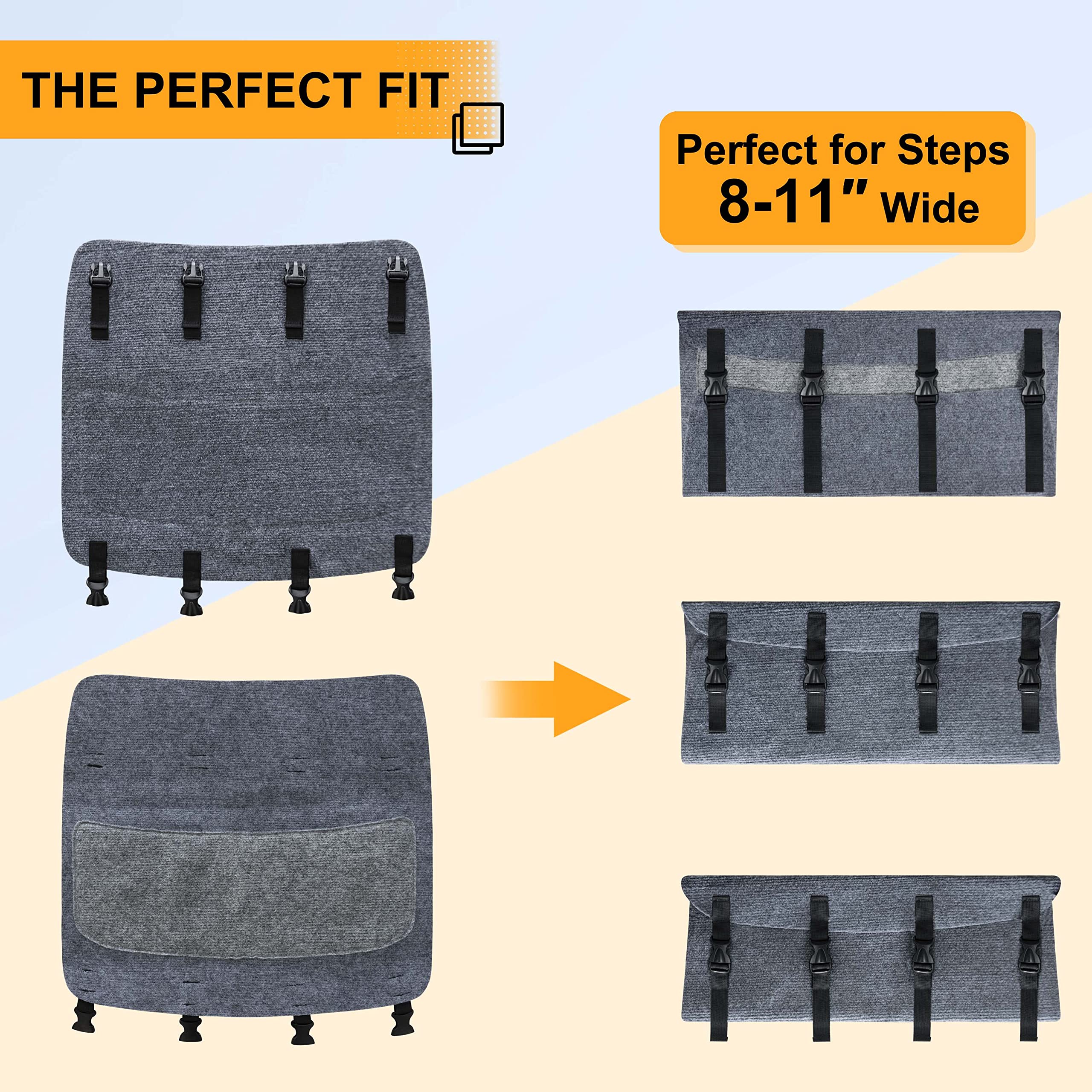 CircleRoad 2023 Upgraded RV Step Covers 22 Inch 3 Pack with Buckle, RV Stair Covers Wrap, Best Fits 8-11" Deep Camper Stairs, RV Step Rugs Gray, Kid & Pet Friendly