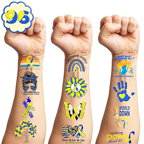 Miniatura 3 de 103 calcomanías divertidas de concientización sobre el síndrome de Down temporales, decoraciones de fiesta temática, suministros de decoración,