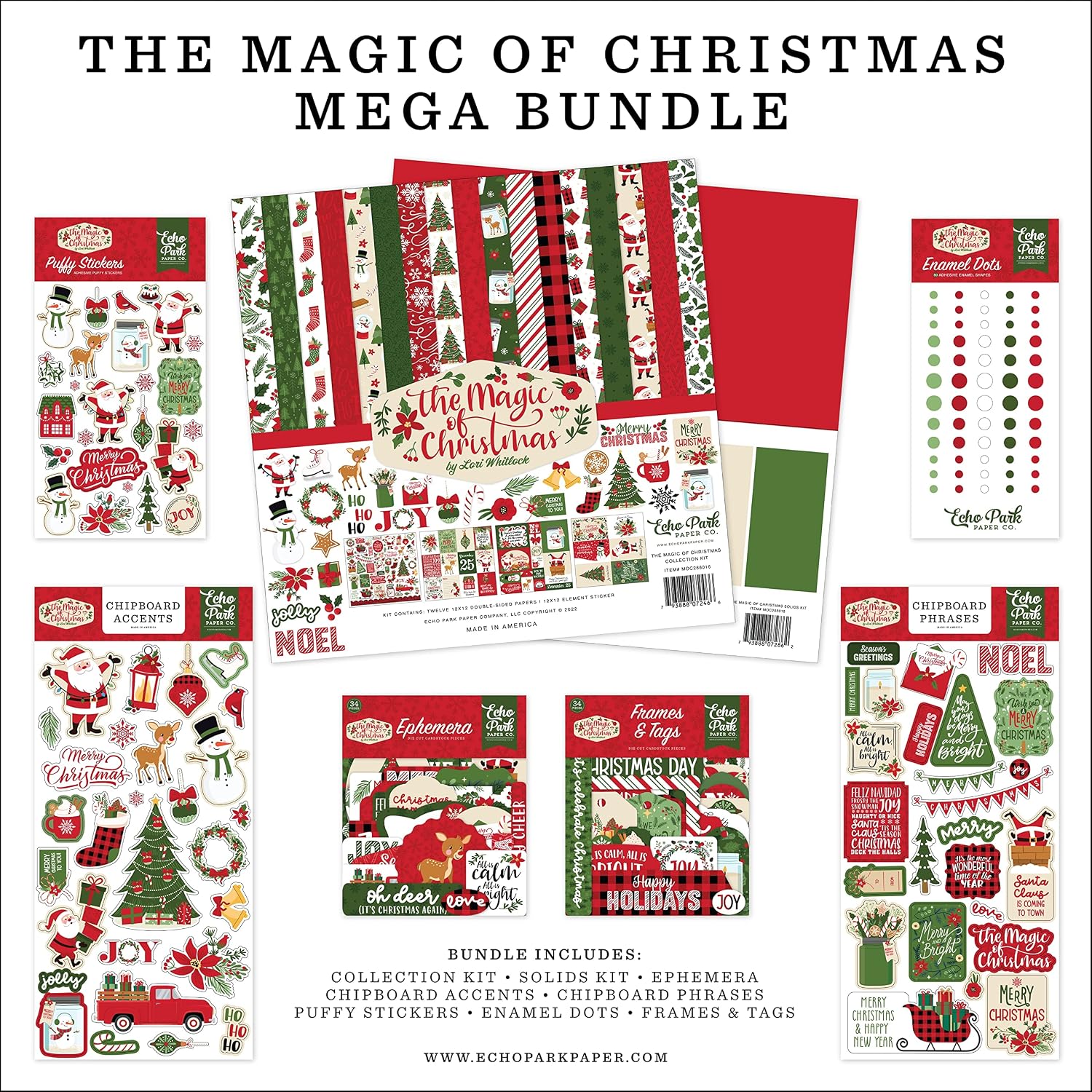 ECHO PARK PAPER COMPANY Echo Park Mega Bundle Collection Kit 12"X12"-The Magic of Christmas, Multicolor
