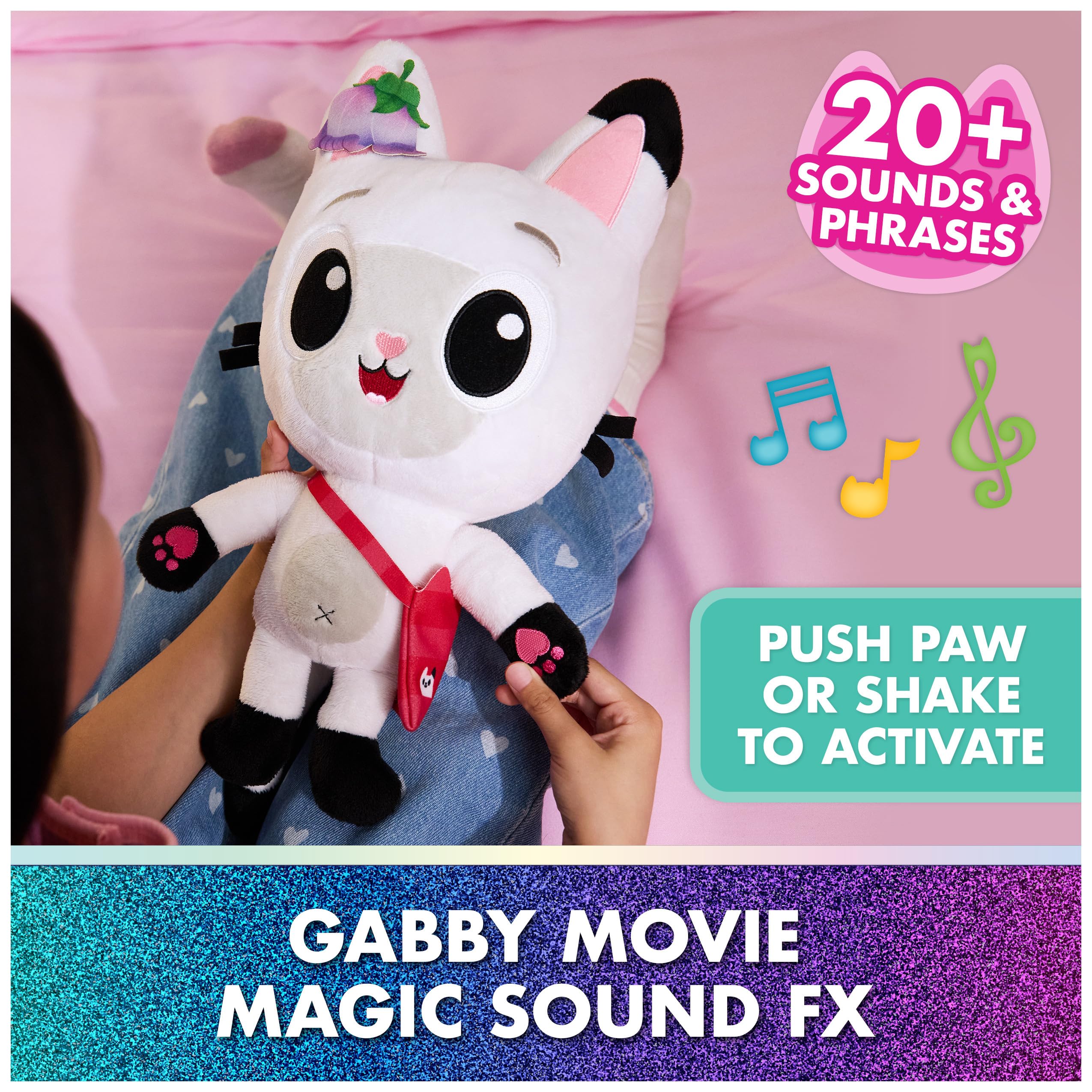 Gabby's Dollhouse: The Movie, Meow-Mazing - Peluche interattivo Pandy Paws, con 3 accessori e borsa rimovibile, giocattoli per bambini per ragazze e ragazzi dai 3 anni in su