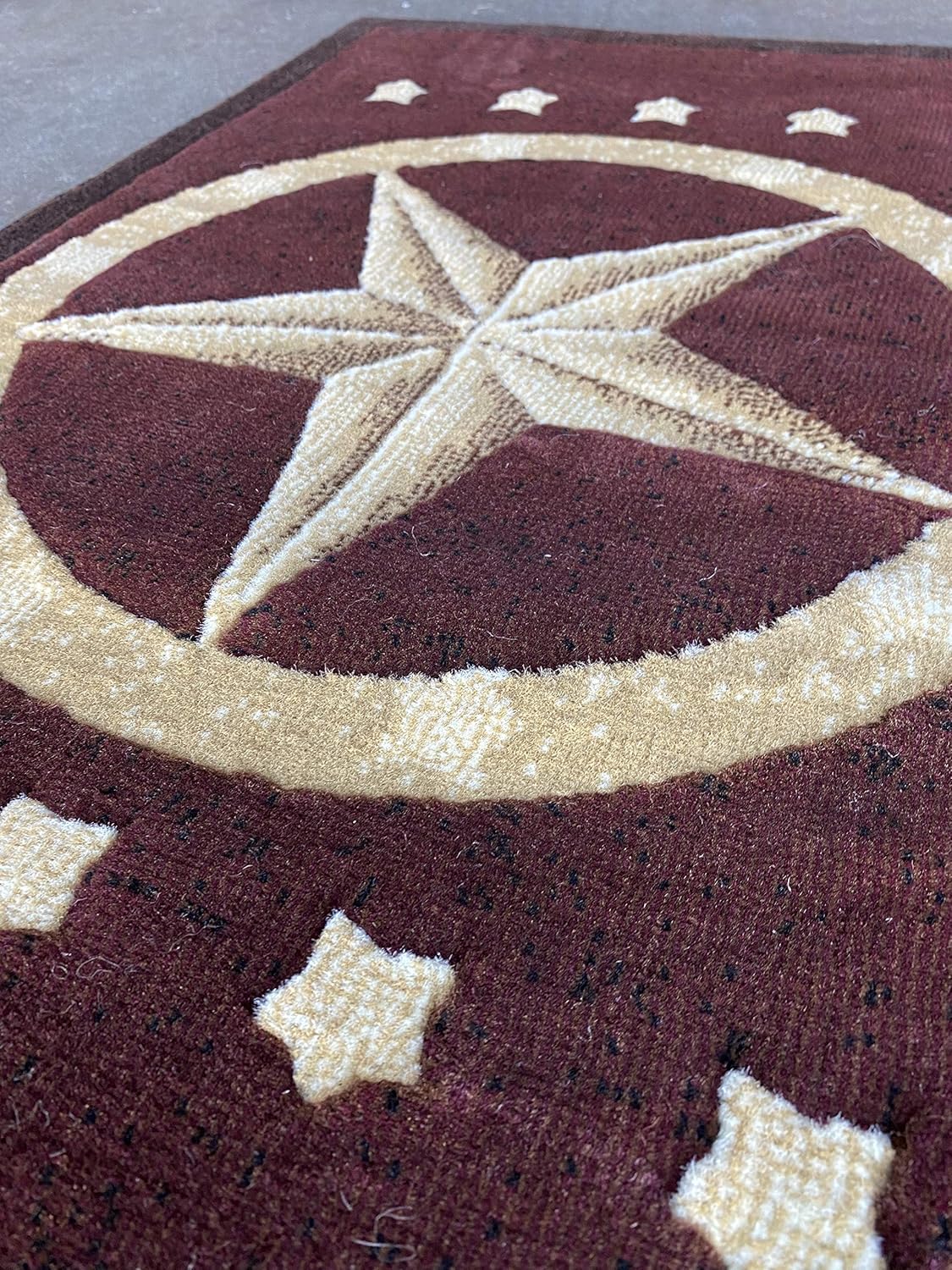 Texas Star Door Mat Area Rug Burgundy Black Beige Design 5457 (2 Feet X 3 Feet)