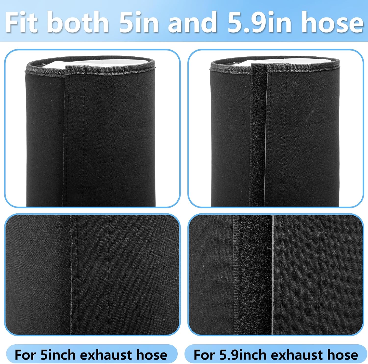 Portable AC Hose Insulation Sleeve, Air Conditioner Exhaust Duct Cover Wrap | Air Conditioner Exhaust Hose Cover, Easy Install Duct Wrap for 5"" and 5.9"" Diameter Exhaust, Black
