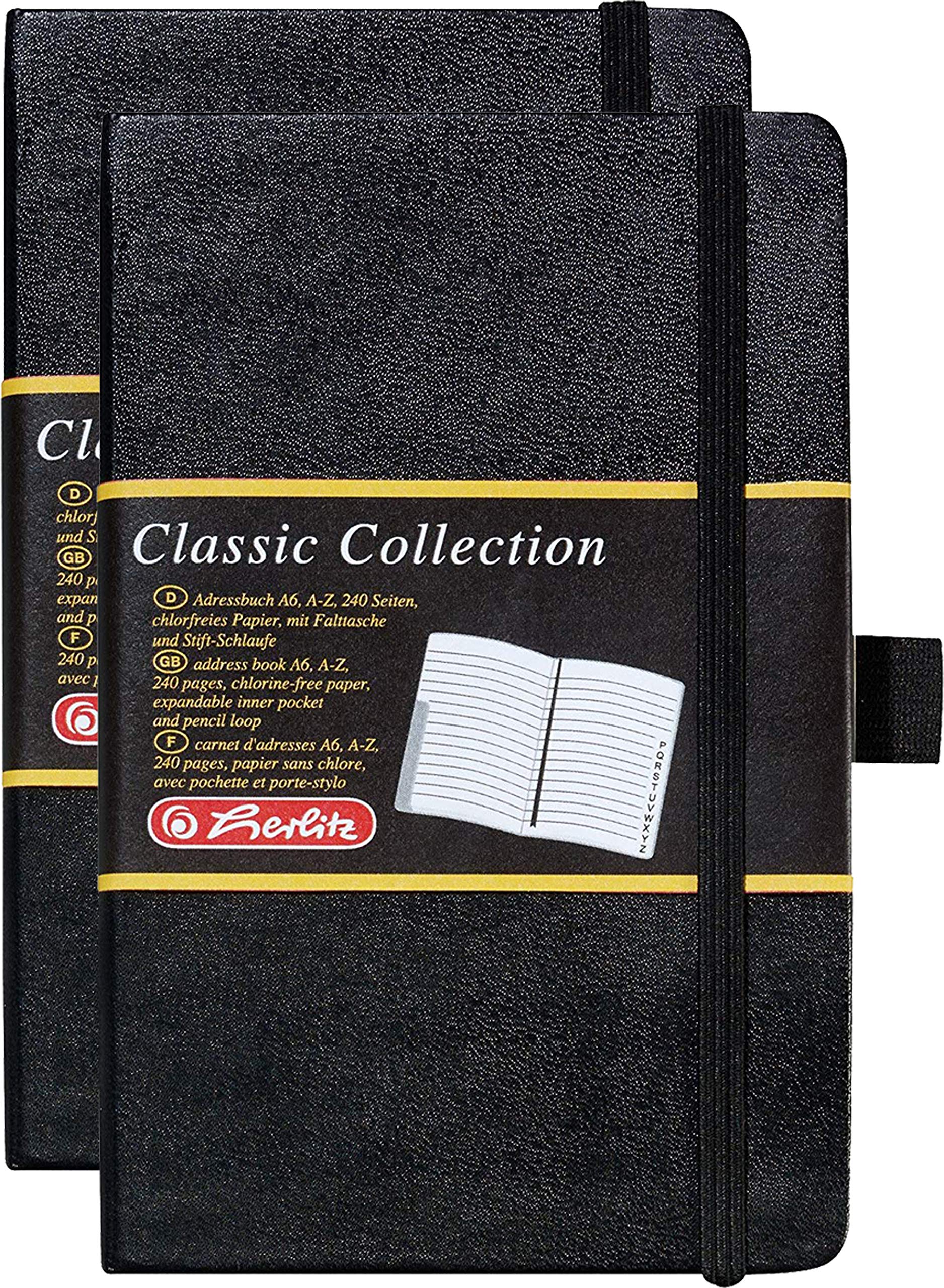 Herlitz Adressbuch A6 Classic 240 Seiten 26-tlg. mit Register und Gummizug (A6, Adressbuch, 2)