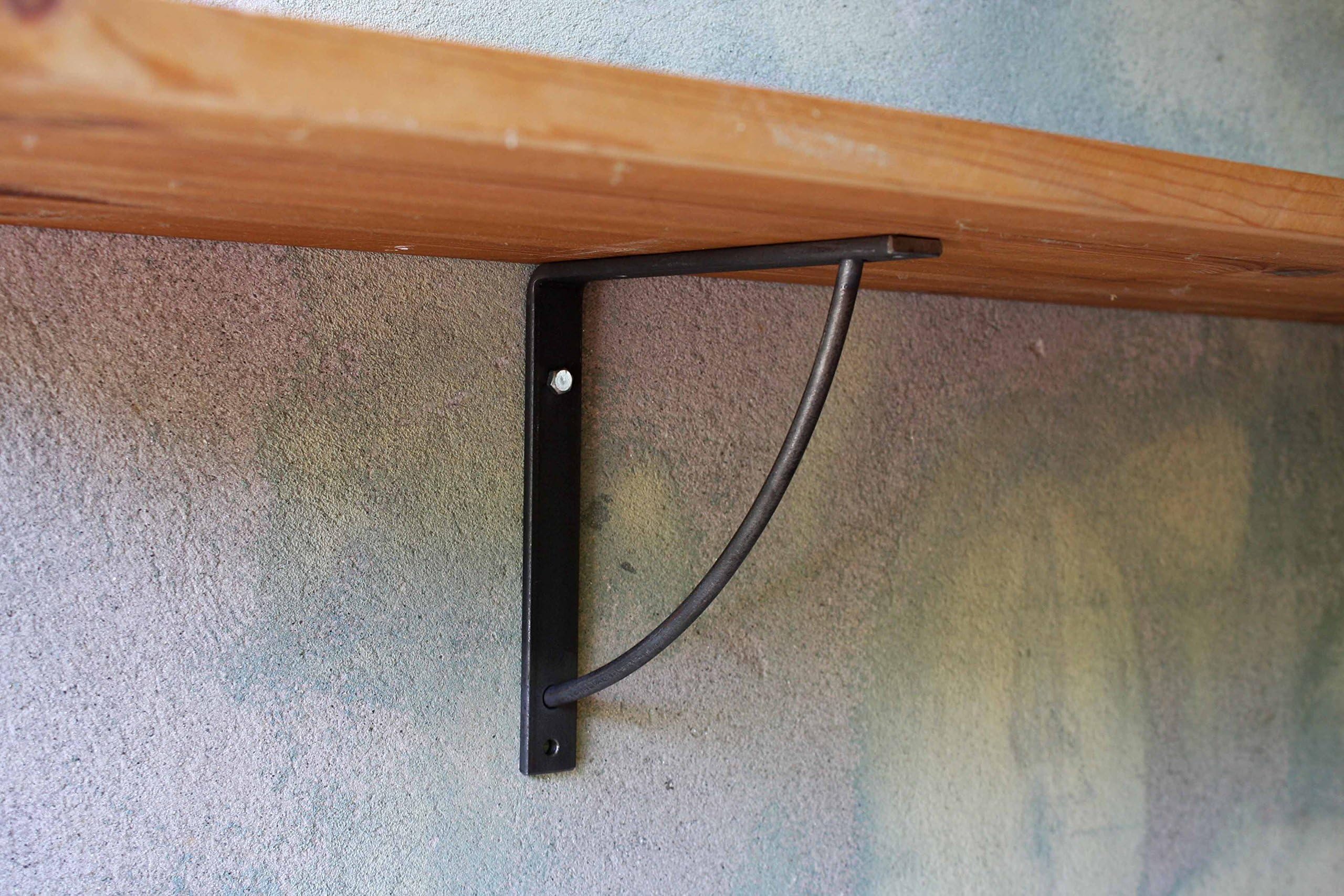 Metal Shelf Brackets 200mm (20cm) Industrial Steel Rustic Farmhouse Shelving (Set of 2 Brackets) & Fixings | Handmade in UK