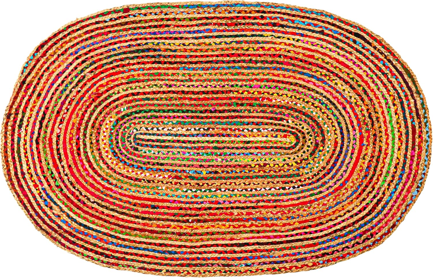 Chindi Rug Oval Rugs 4x6 Feet Braided Rug Multi Color Rug No Slip Rug