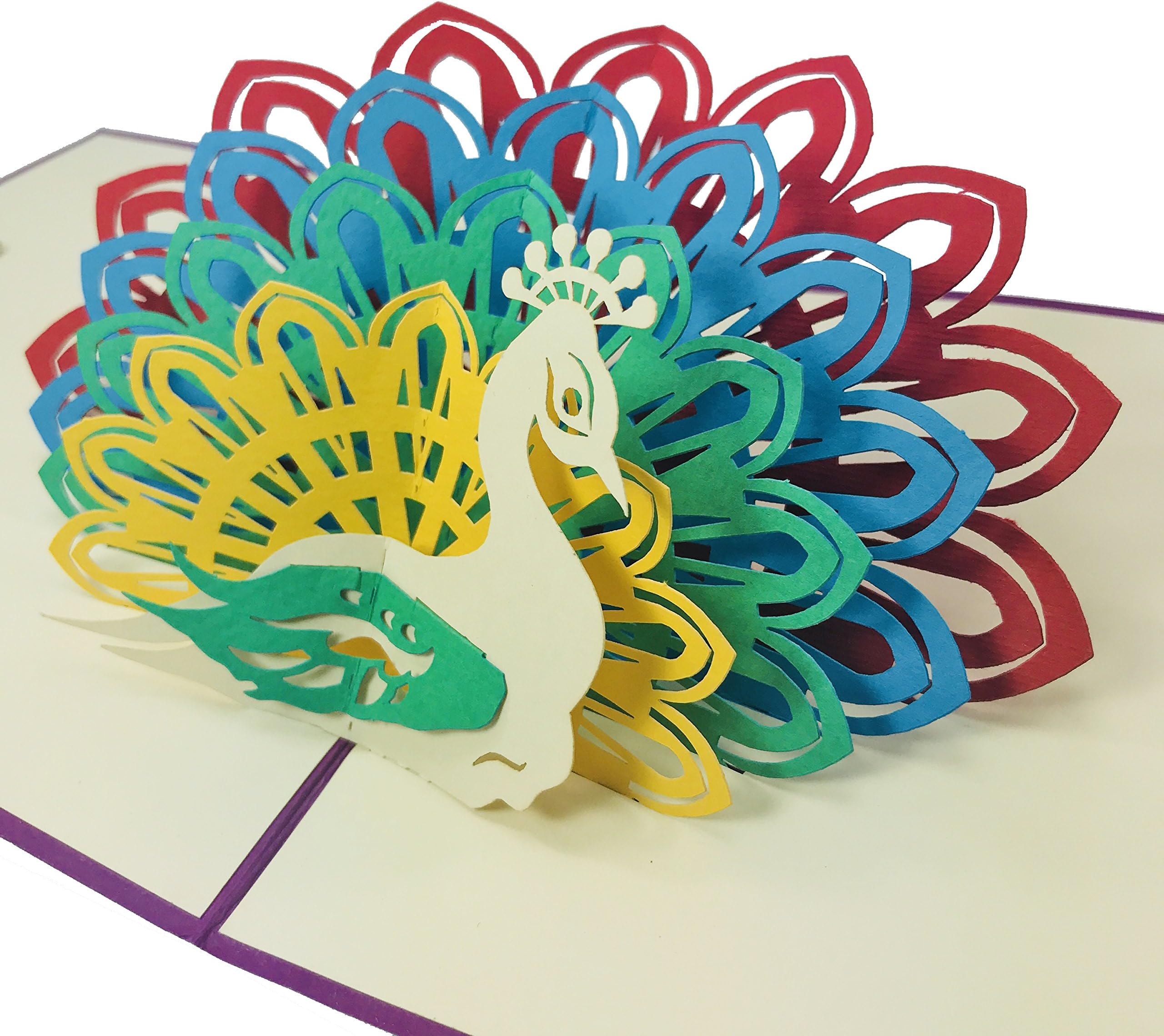Peacock - WOW 3D Pop Up Greeting Card for All Occasions - Birthday, Congratulations, Good Luck, Anniversary, Get Well, Love, Good Bye
