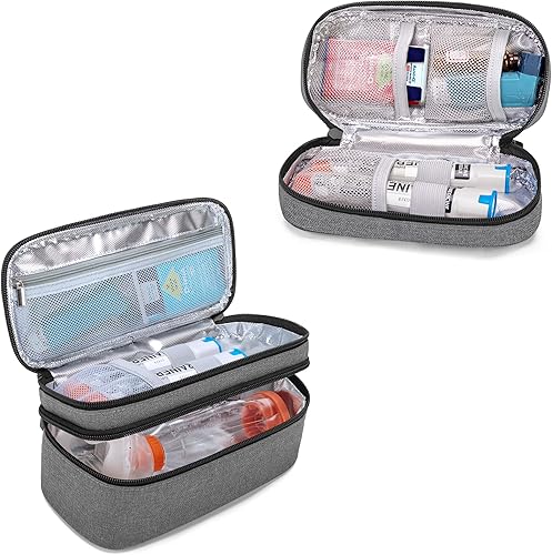 CURMIO Epipen - Funda de transporte para adultos y niños, doble capa aislada, para espaciadores grandes, inhalador de asma, Auvi-Q, jeringas, spray