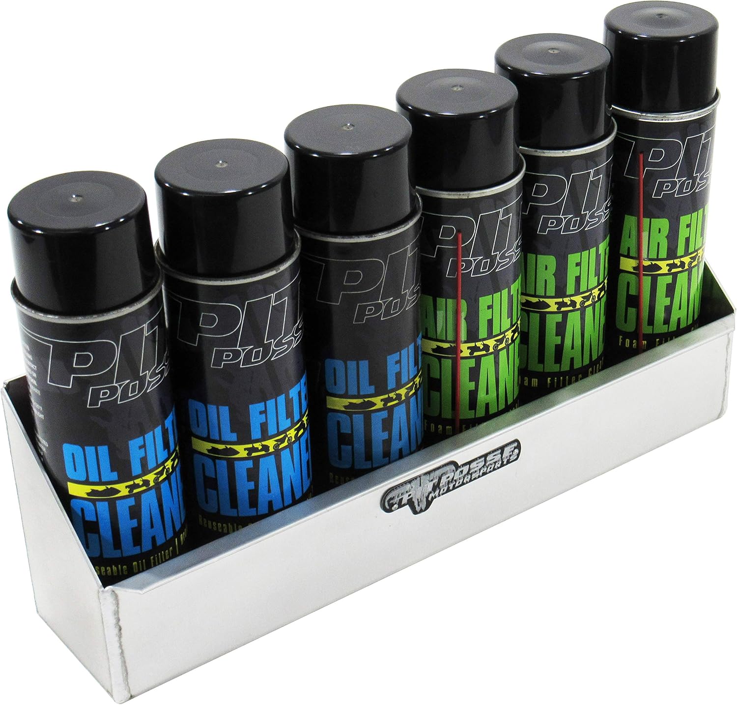 Pit Posse 566 Aluminum Aerosol Storage Shelf Organizer Hanger - Holds 6 Aerosol Cans - Made in USA - Wall Mount Rack for Enclosed Race Trailer, Shop, Garage, Automotive Accessories (Silver)