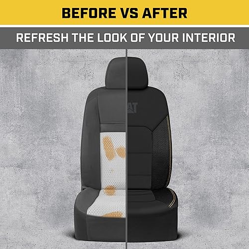 Miniatura 7 de Cat FlexHybrid - Fundas de asiento de automóvil, de piel sintética negra de alta calidad + fundas de asiento de malla para autos, camiones, SUV,
