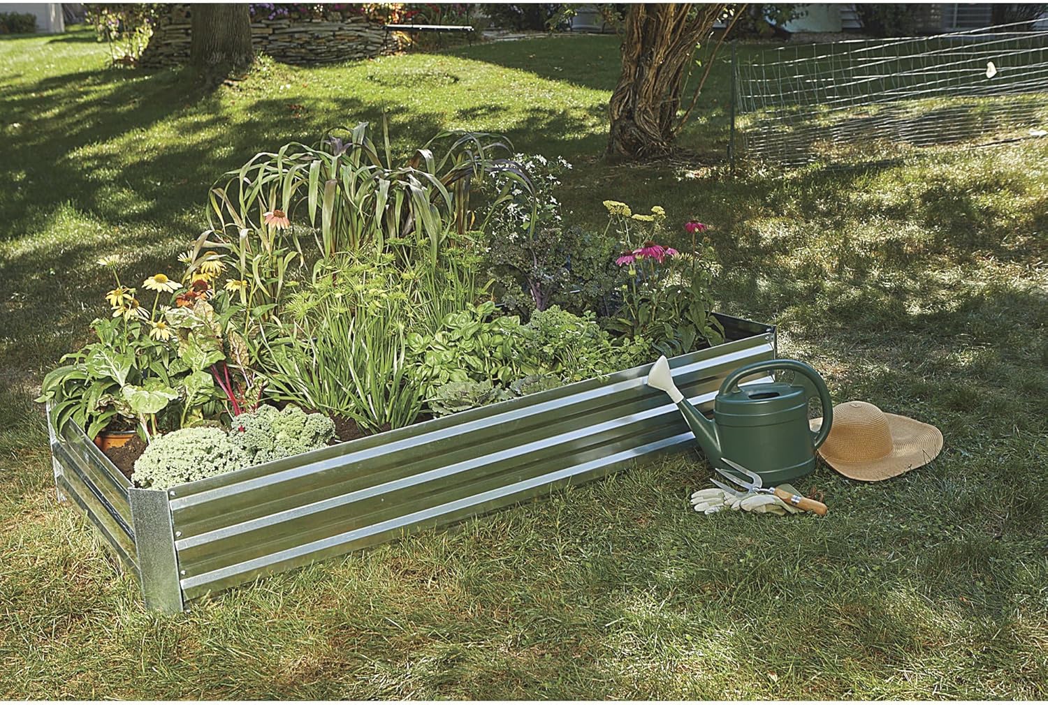 Ironton Galvanized Steel Raised Garden Planter- 6ft. x 3ft., Container Length 72 in, Container Width 36 in, Material Galvanized Steel, Model# NP-PB101