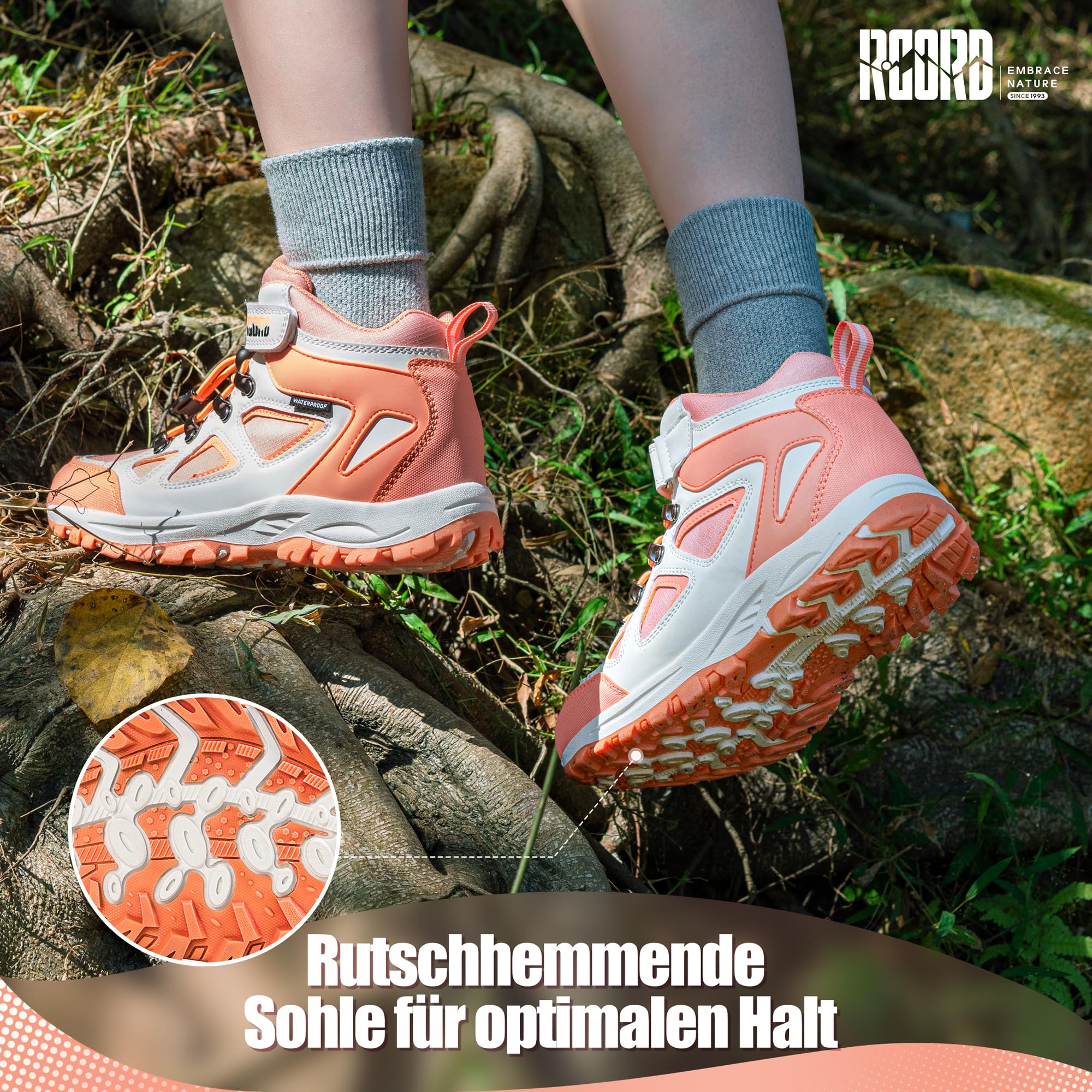 R CORD Wanderschuhe Kinder Wasserdicht Wanderschuhe Mädchen Trekkingschuhe Kinder Wasserdicht Outdoor Sneaker