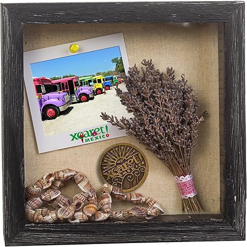 Vista 23 de Shadow Box - Marco de fotos de madera natural de 12 x 16 pulgadas con parte trasera de lino para recuerdos, alfileres, premios, medallas, entradas
