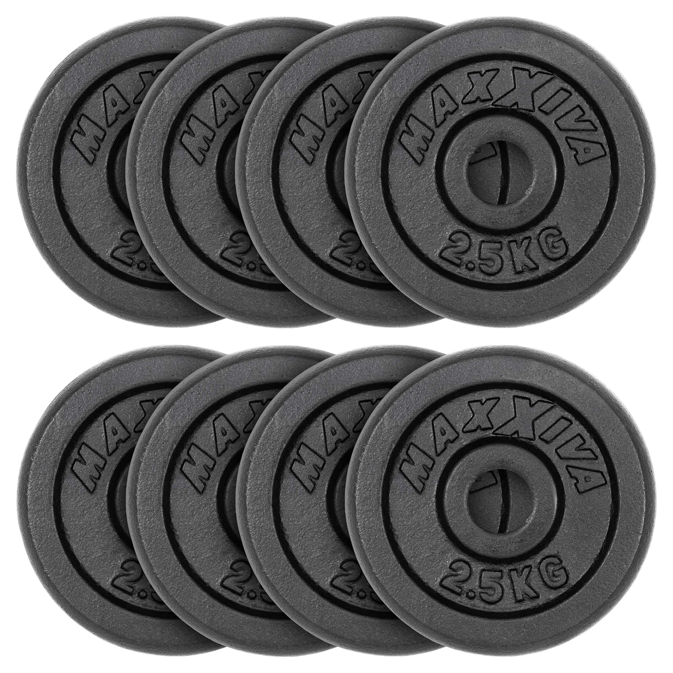 Hantelscheiben 8er Set Gewichtsplatte je 2,5 kg Gusseisen schwarz 20 kg Fitness Krafttraining Bodybuilding Workout Gewichtheben Reha