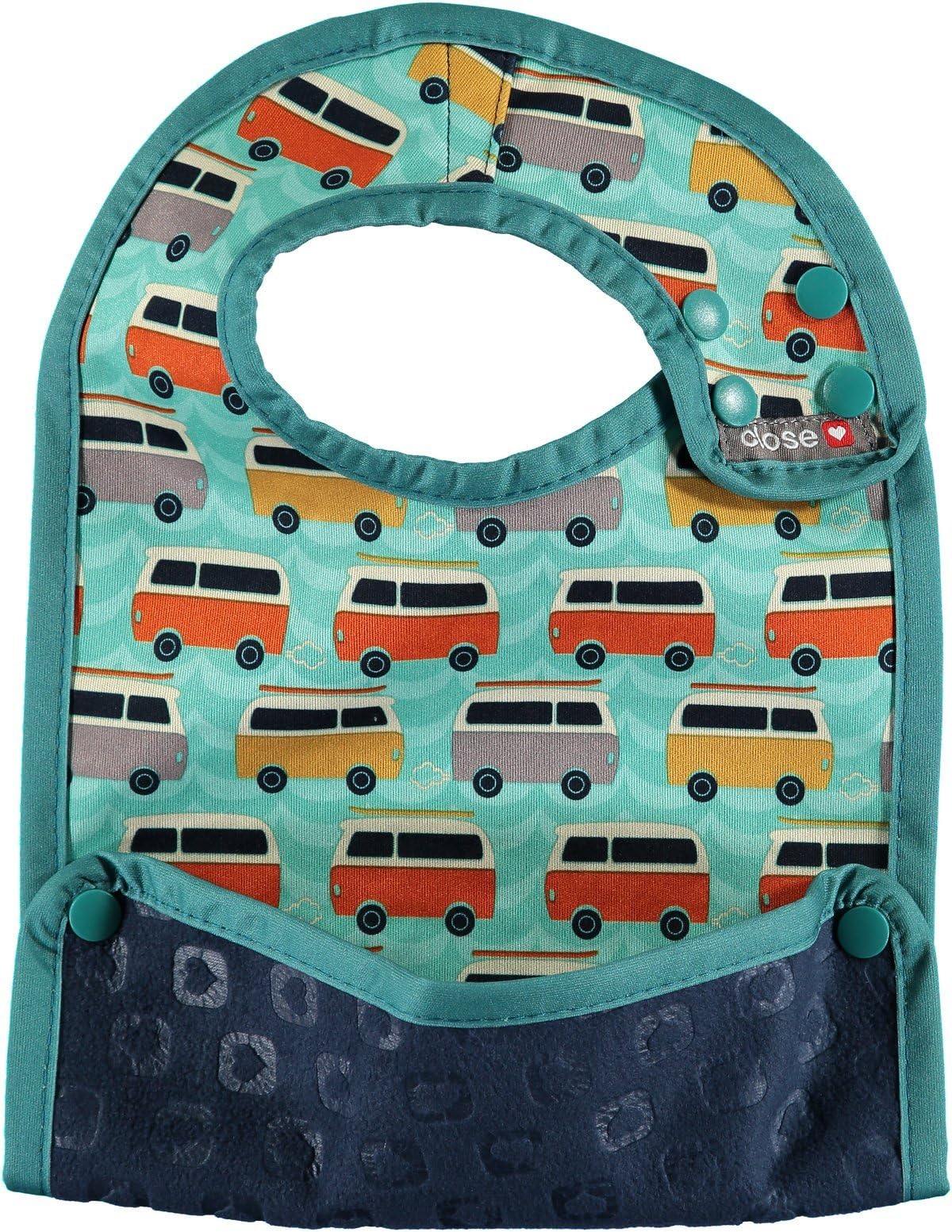 Close Pop-in 6plus Months Old Baby Dribble Bibs Unisex Waterproof Stain Resistant Simply Wiped Clean Campervan Green Print Bib