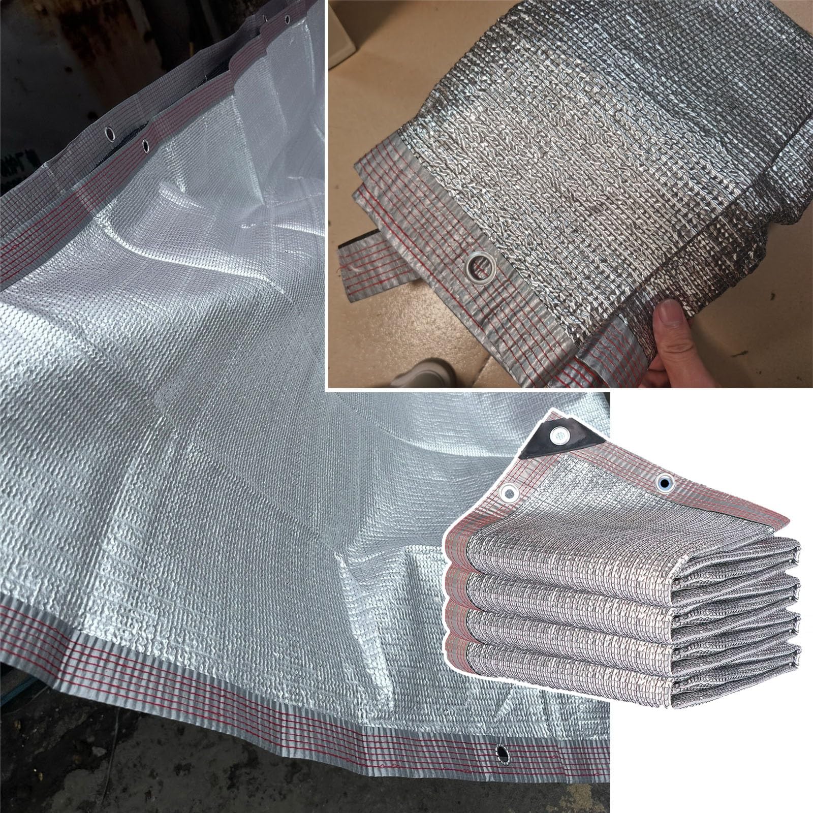 Red de Malla Sombra Aluminio 99% Reflectante Toldo Tela de Protección Solar | Vela de Sombra Toldo Térmico con Ojales,Cubierta de Tela de Bloqueo Solar para Coches Perros Balcón Jardin Terraza(1x7m)